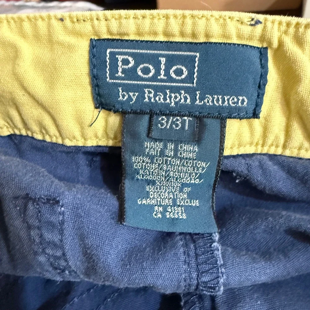 Polo Ralph Lauren Shorts Toddler Boys 3T Navy Yellow Pony Graphic Preppy Sporty